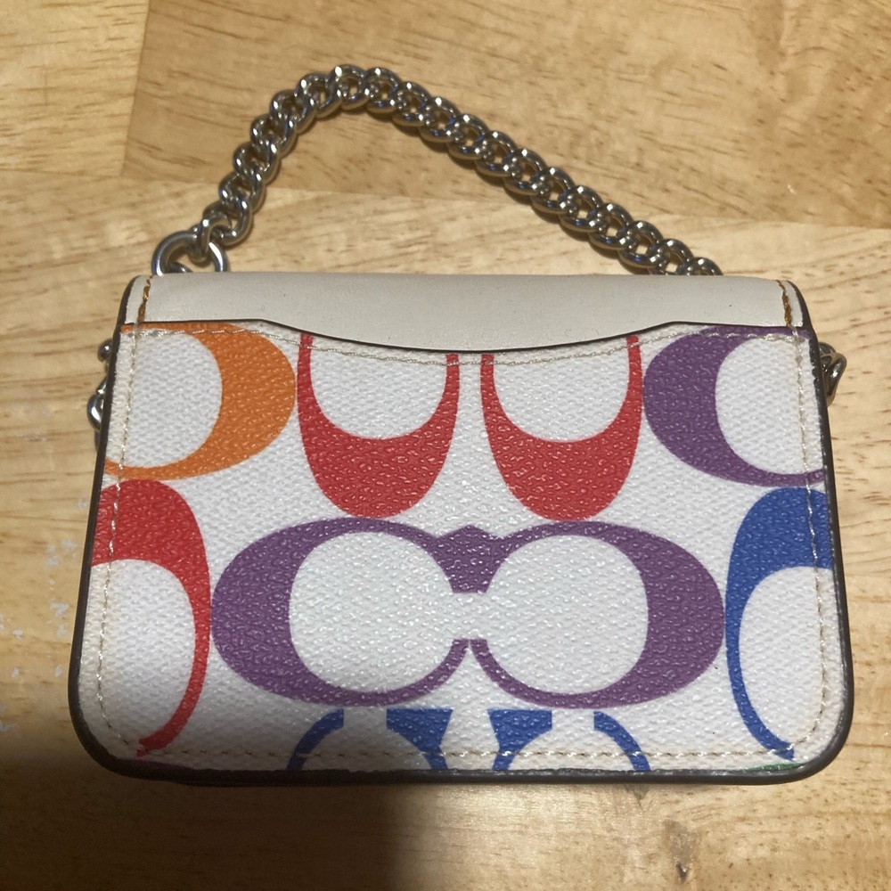 Coach Poppy Card Case In Rainbow Signature Canvas - Picture 2 of 7